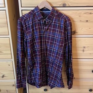 Dunmore Modern Fit Blue and Red Button Down Size 16.5